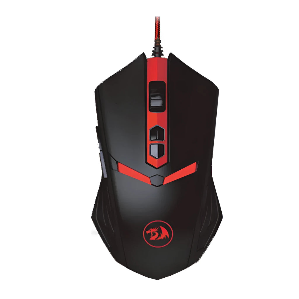 USB wired optical mouse black red with ergonomic design and 6 buttons for desktop computers