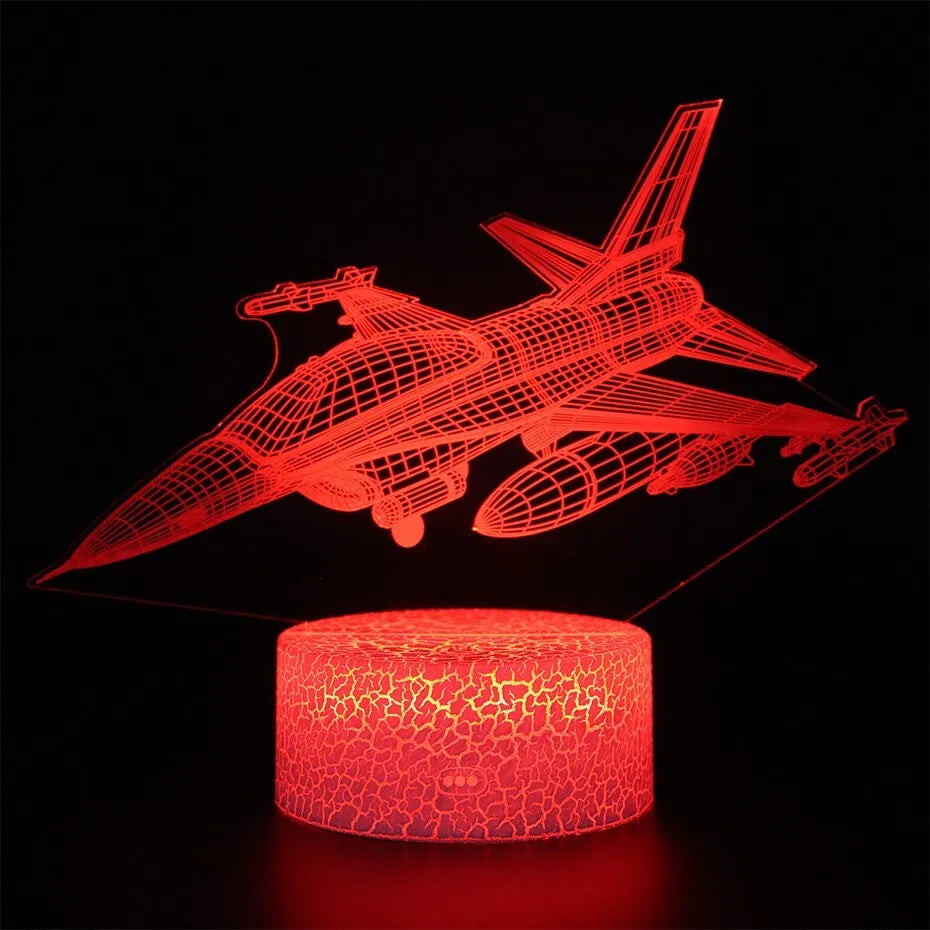 Airplane LED touch night light in cartoon style with acrylic shade, 175x180mm