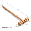Beech wood massage roller set with multiple shapes including T-shaped, 9-wheel, 12-wheel straight, and 12-wheel curved rollers on a plain background