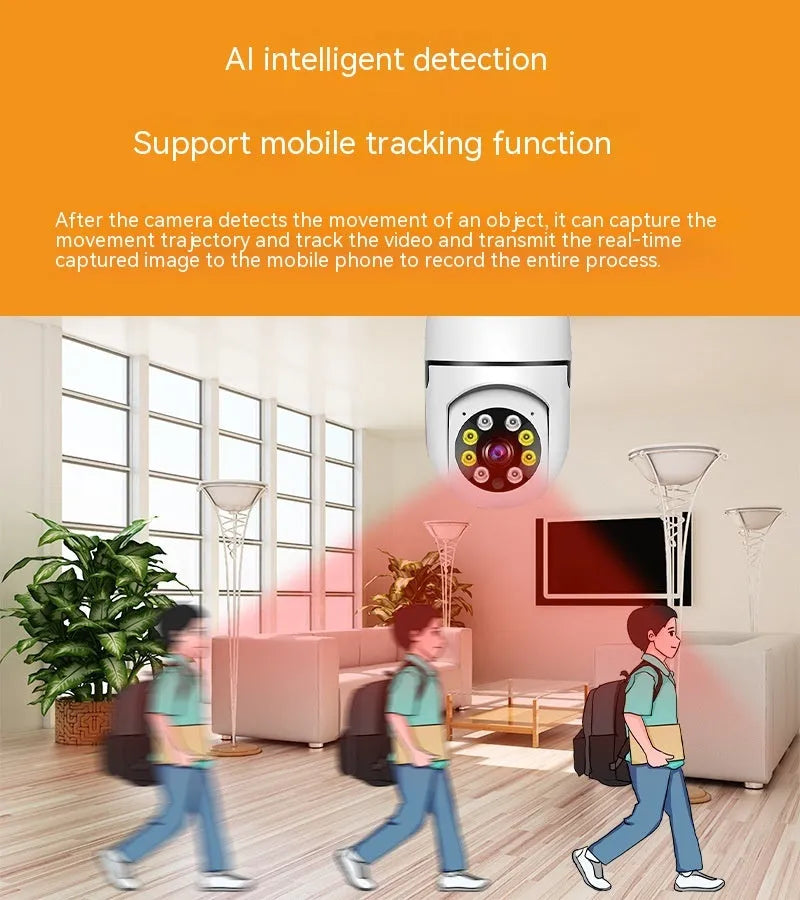 Wireless bulb security camera with 1080p HD video and full colour night vision for discreet monitoring