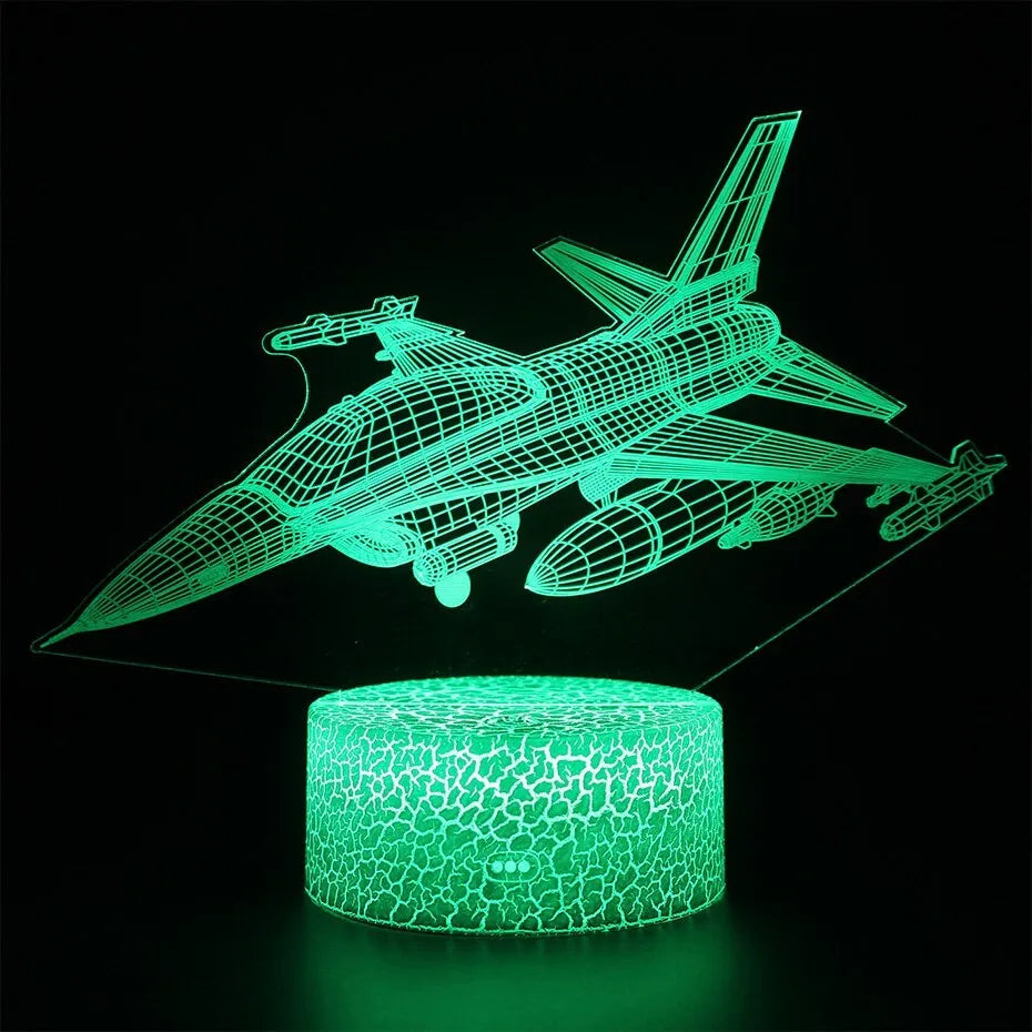 Airplane LED touch night light in cartoon style with acrylic shade, 175x180mm