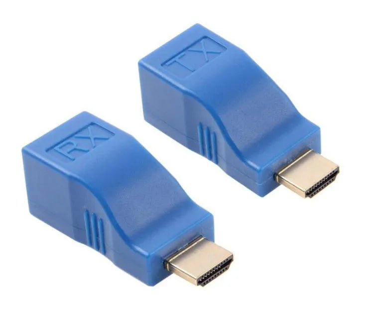 HDMI extender transmitter and receiver pair with CAT-5e/6 cable connection for 30 metre 1080P extension