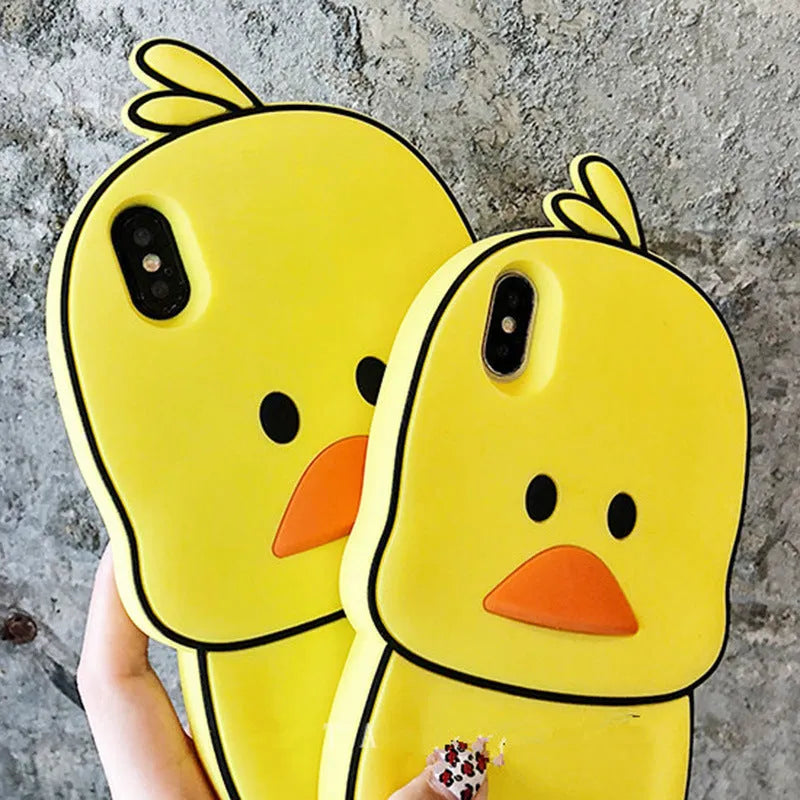 Green and yellow cartoon animal silicone back cover case for Apple iPhone models.