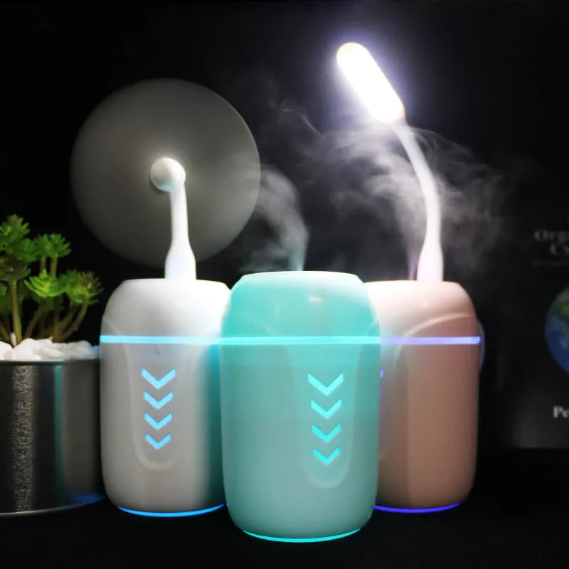 Portable car humidifier with columnar shape and aromatherapy function in blue colour