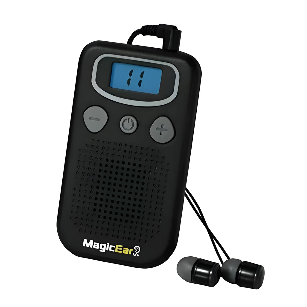 Magic Ear digital display mobile hearing aid booster sound amplifier in brilliant colour with FM radio design