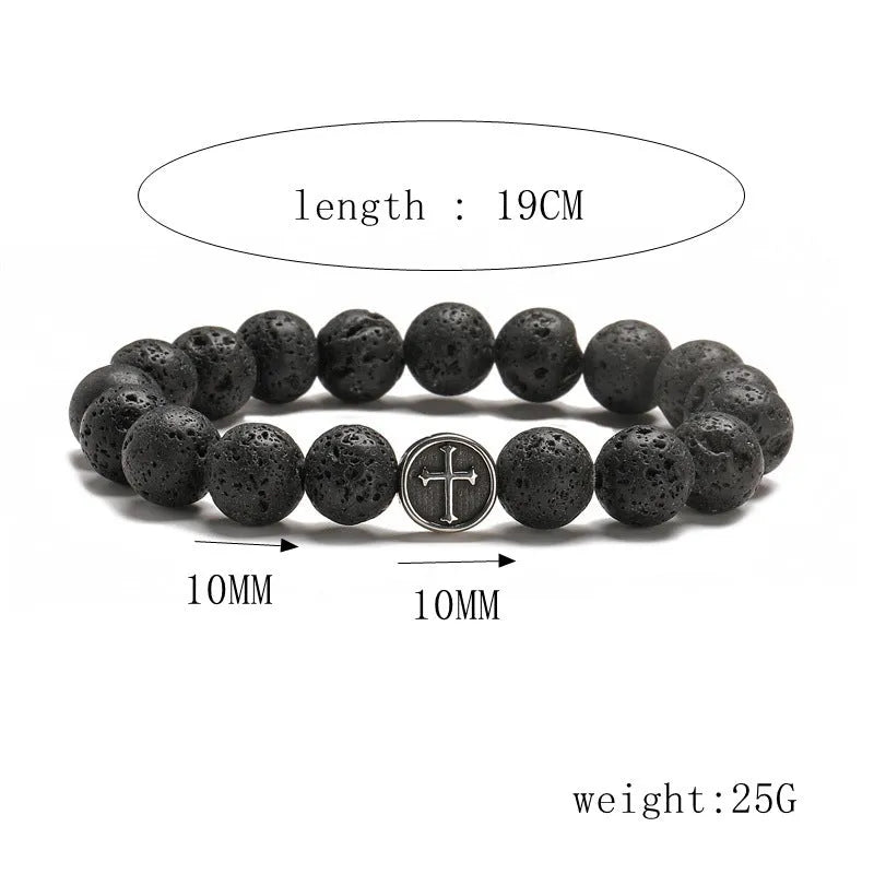 Geometric agate bracelet with volcano colour beads and stainless steel finish