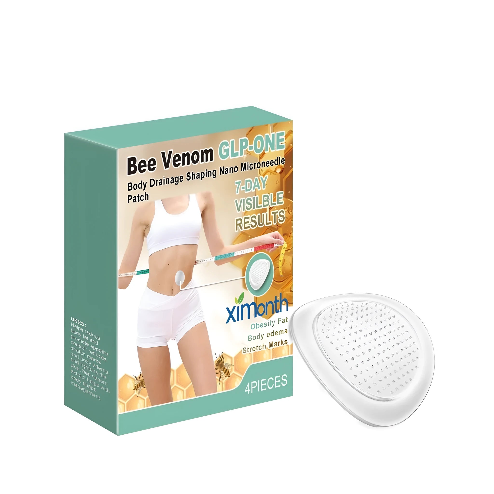 Body drainage and shaping nano microneedle patch pack containing four pieces with bee venom ingredients