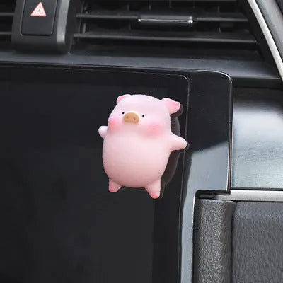 Cartoon pig resin figurine car accessory for dashboard decoration