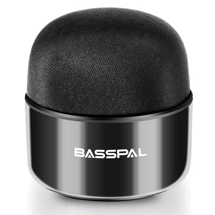 Black portable mini Bluetooth speaker with waterproof plastic housing and control buttons