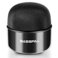 Black portable mini Bluetooth speaker with waterproof plastic housing and control buttons