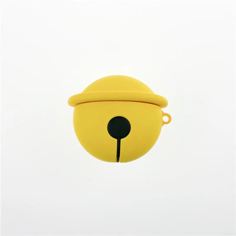 Yellow silicone protective case for AirPods 1st and 2nd generation with bell decoration