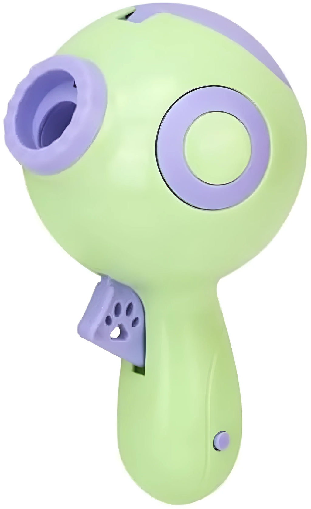 15.5cm green dog treat launcher toy with remote feeding function on wooden floor