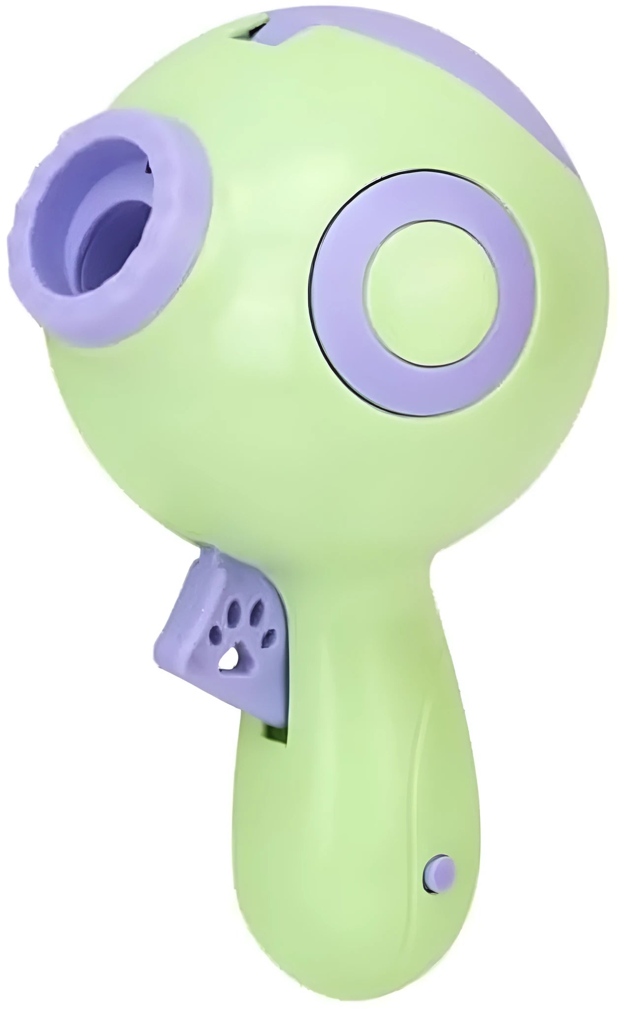 15.5cm green dog treat launcher toy with remote feeding function on wooden floor