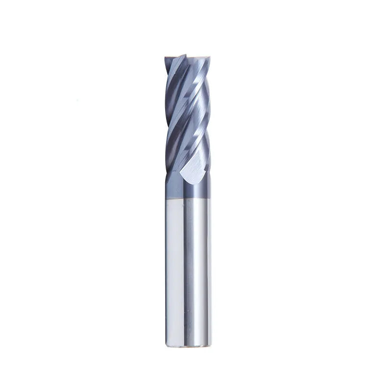 Carbide milling cutter with straight shank and spiral cutting edges for metalworking