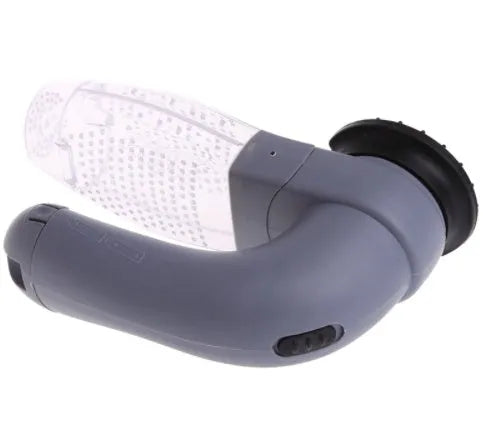 Grey portable pet hair removal vacuum brush with soft rubber head for grooming dogs and cats