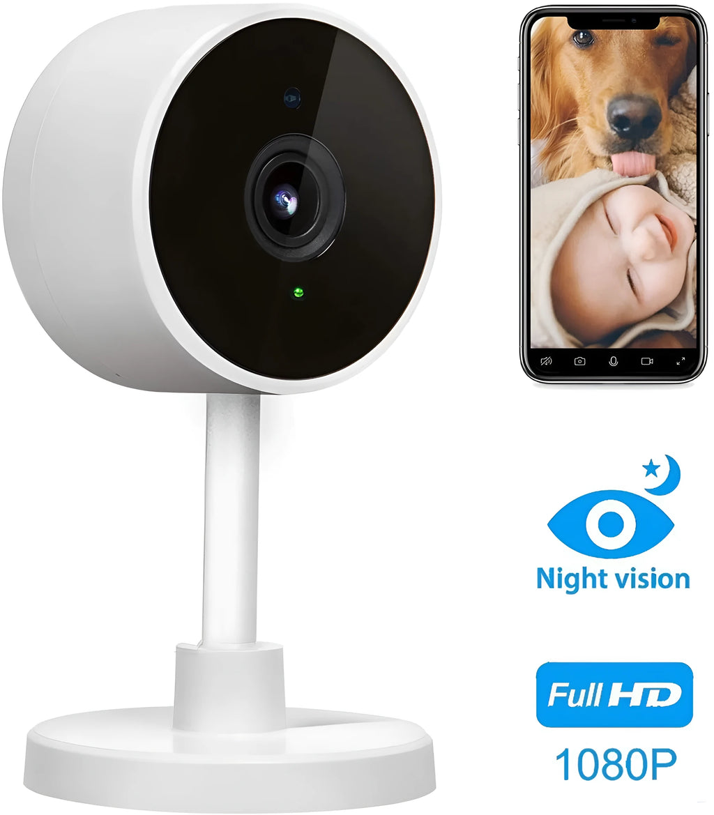 White gun-style Flash Fish WiFi security camera with 1080p HD recording and intelligent network alarms