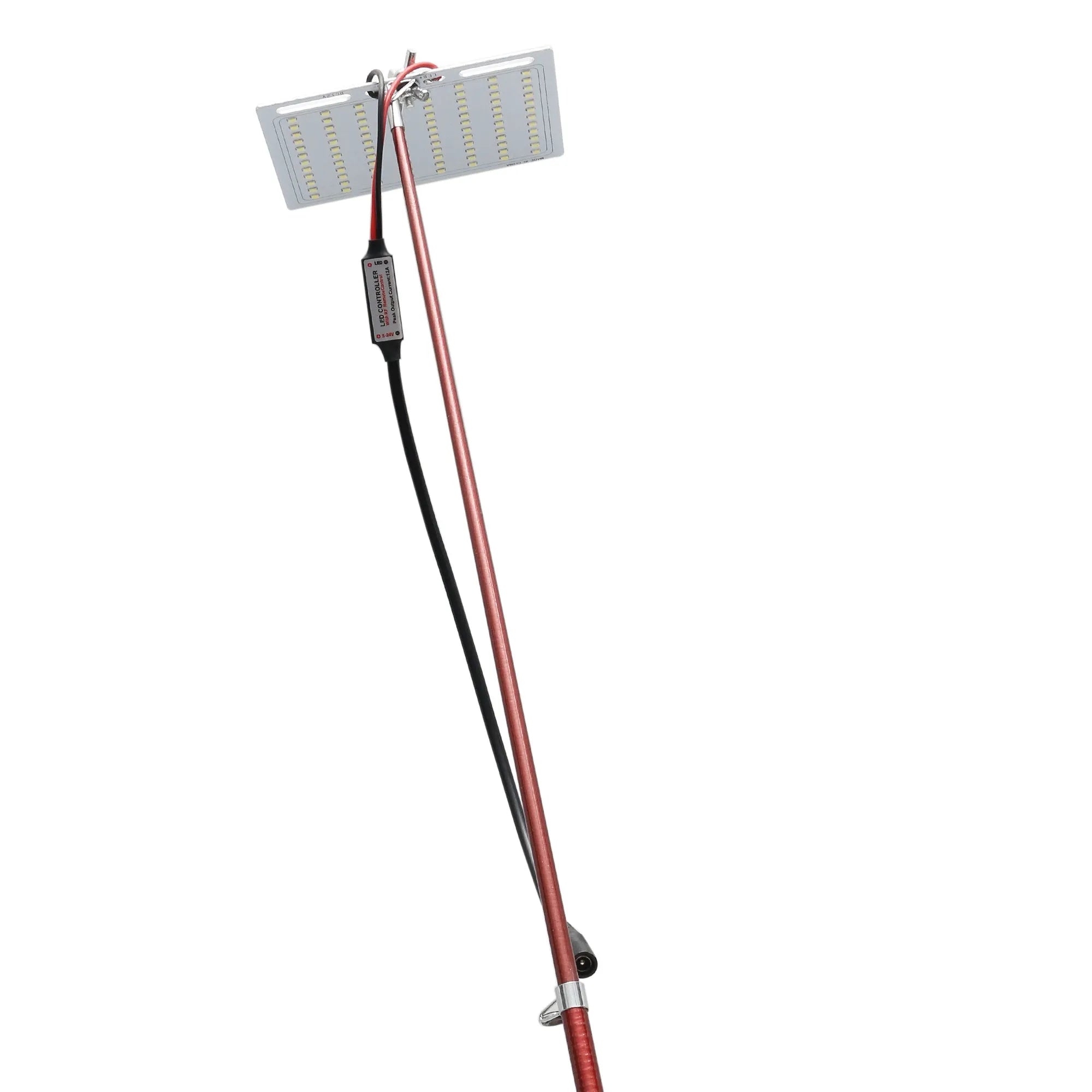 White LED fishing rod light with remote control on telescopic fishing rod
