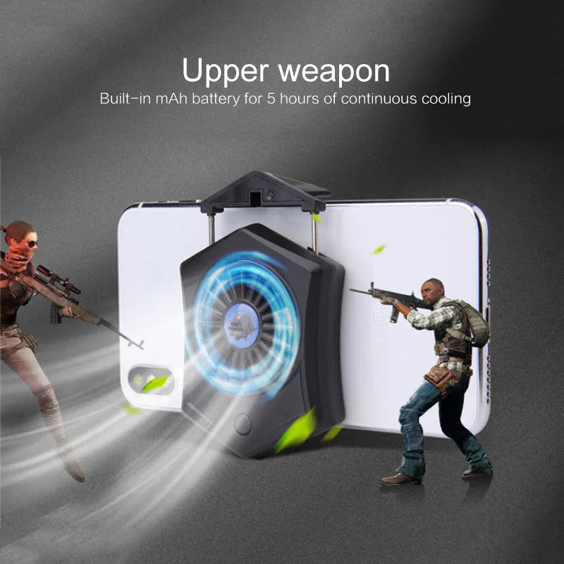 USB mobile phone cooling radiator with aluminium fan and RGB lighting in black and white colour options