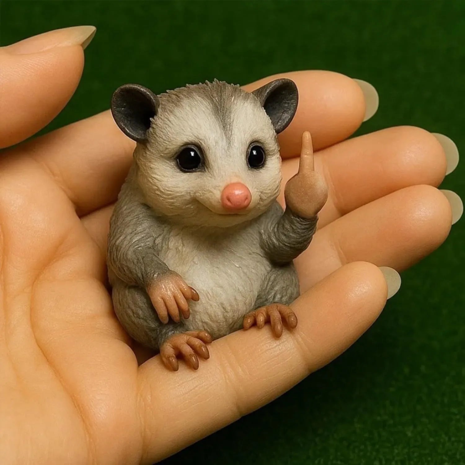 Resin animal middle finger doll ornament in cat design for desk decoration