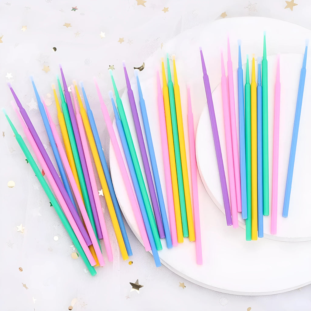 Disposable flock-tipped micro applicator brushes in multicolours, bendable stick, 200-500 pcs for eyelash extensions and makeup