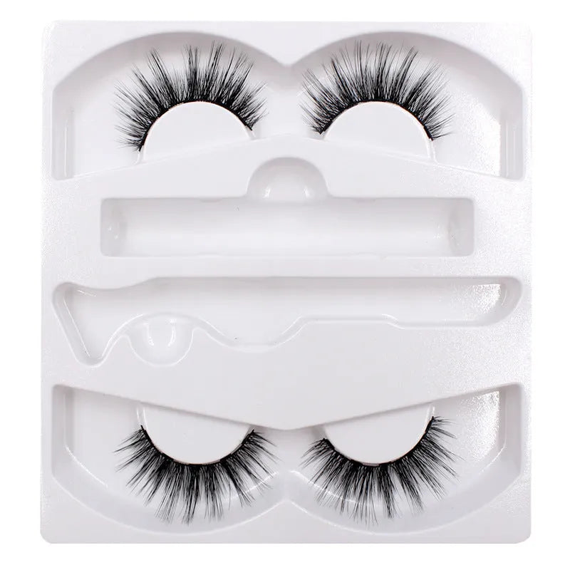Magnetic eyeliner and false eyelash set with tweezer, waterproof, reusable, 0.2 mm silicone fibres, natural look