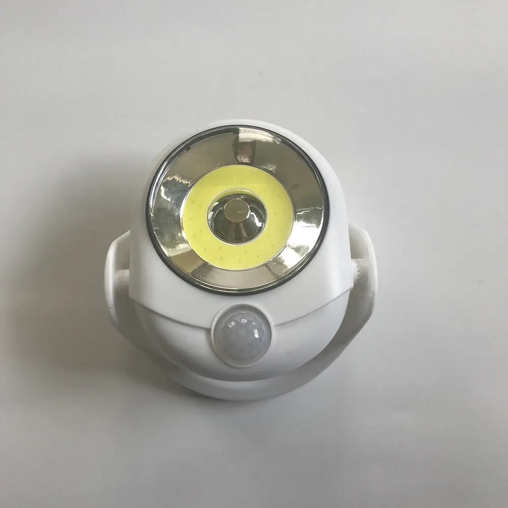 White Atomic Angel LED induction light with compact ABS housing