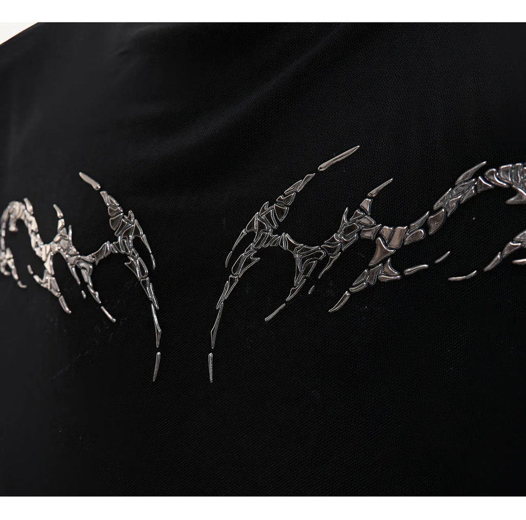 Black slim-fit long sleeve mesh shirt with a cooling ice-feel texture, shown on a model.