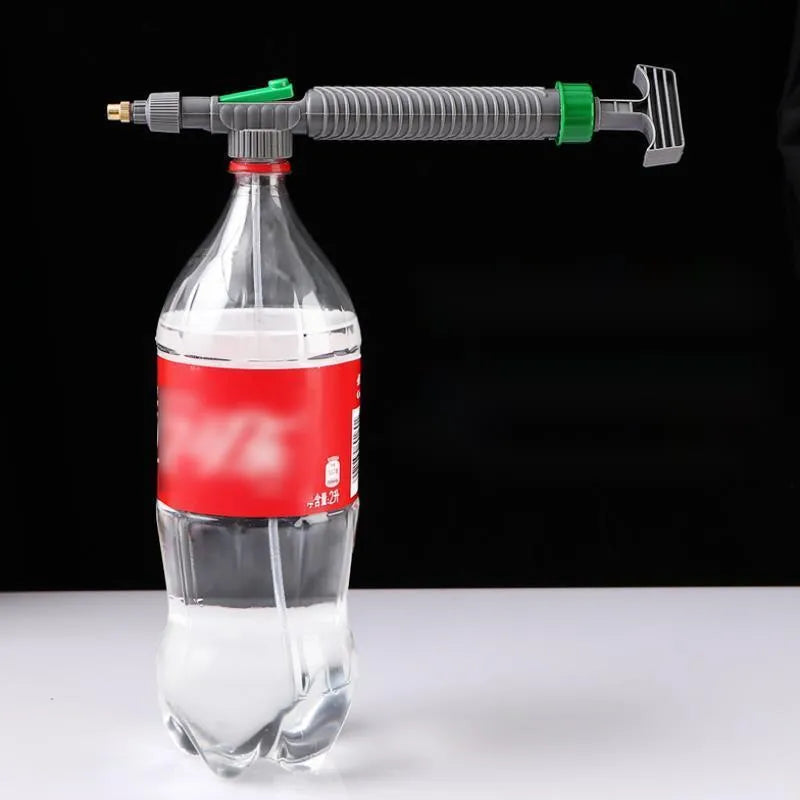 Grey universal beverage bottle watering sprayer nozzle with 30cm tube on plant pot