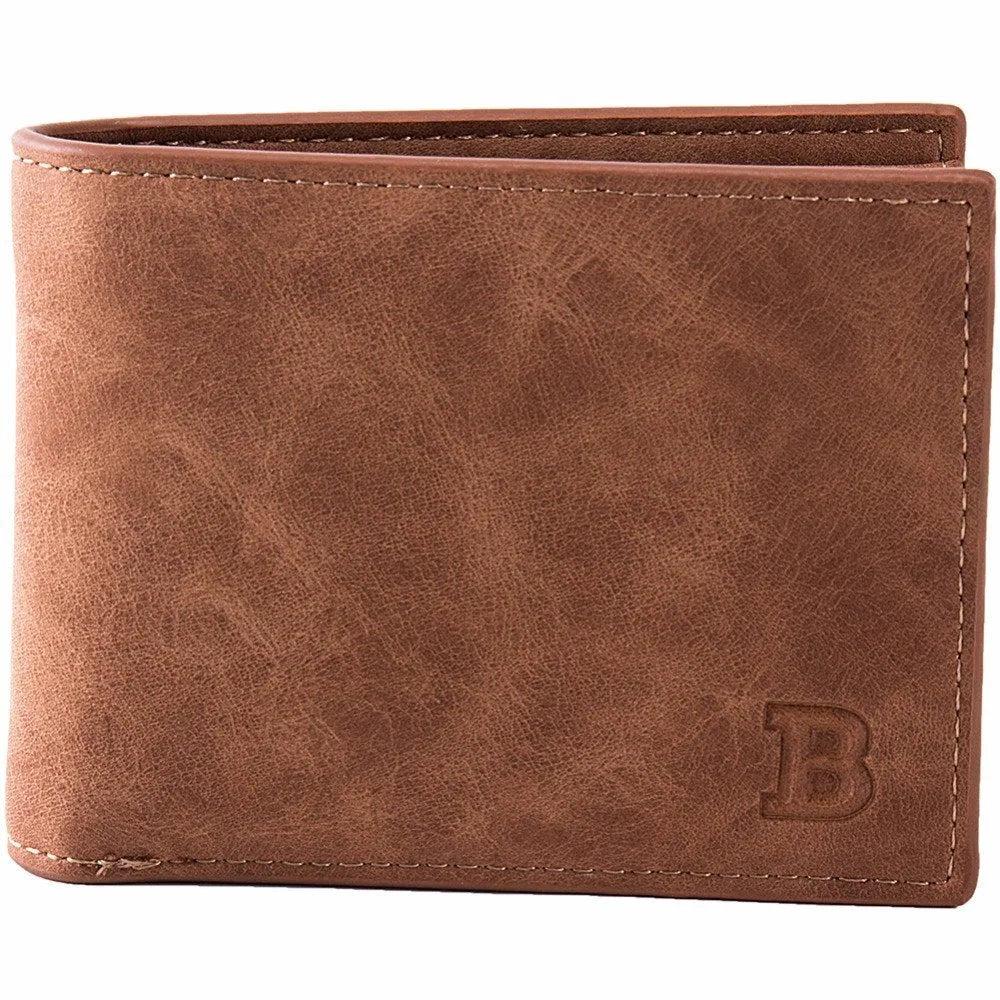 Baborry slim PU wallet with zippered coin bag and money clip in coffee colour
