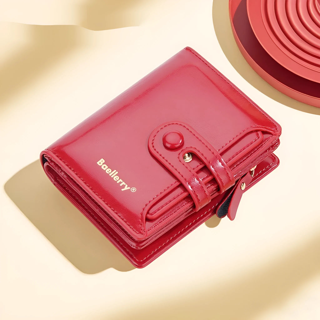 Women's PU leather card holder wallet in multiple colour options showing smooth polyester lining.