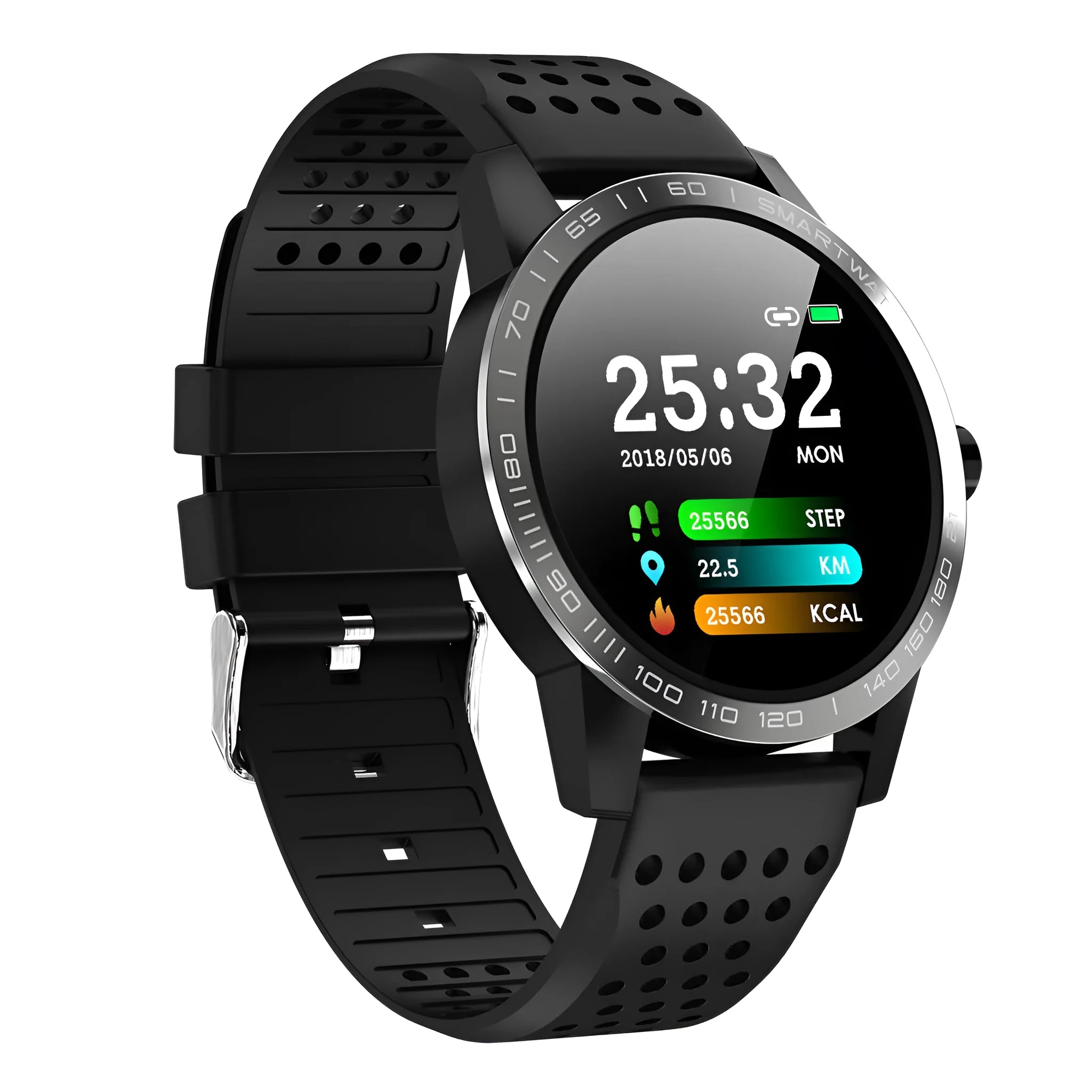 T2 colour screen heart rate smart bracelet in Black showing 1.3-inch display on a wrist