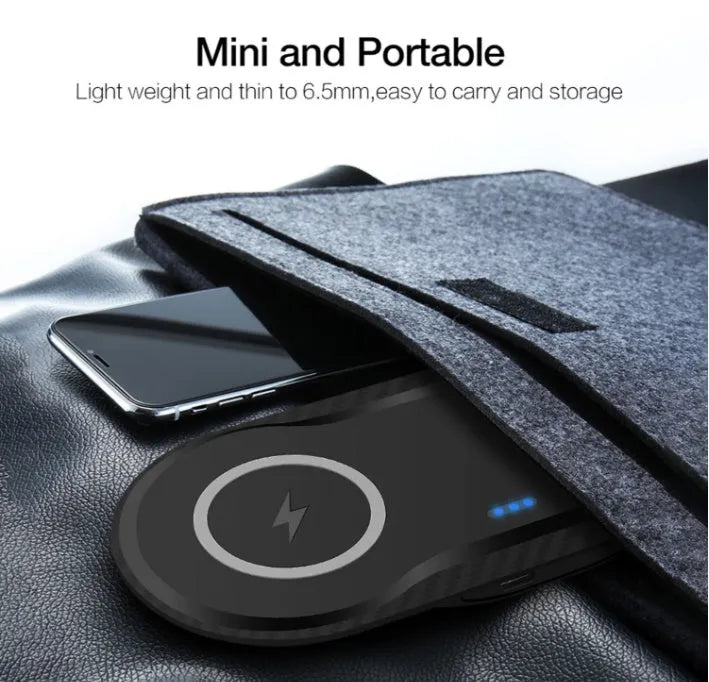 Black and white dual wireless charging pad for two phones with Qi fast charging compatibility