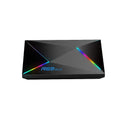 Android network set-top box with USB, HDMI, and Ethernet ports in black plastic casing