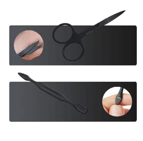 7-piece nail clippers manicure set with eyebrow scissors and ear spoon on white background