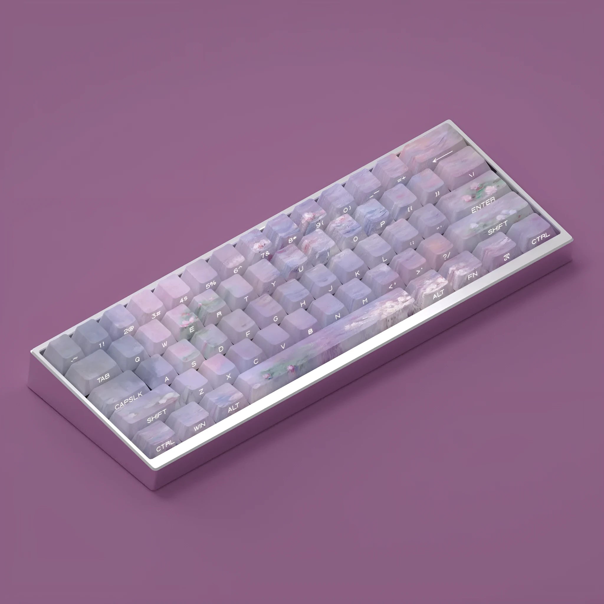 Wenshao Sleeping Lotus side carved PBT keycap set 130 keys OEM profile with backlight visible through side engraving