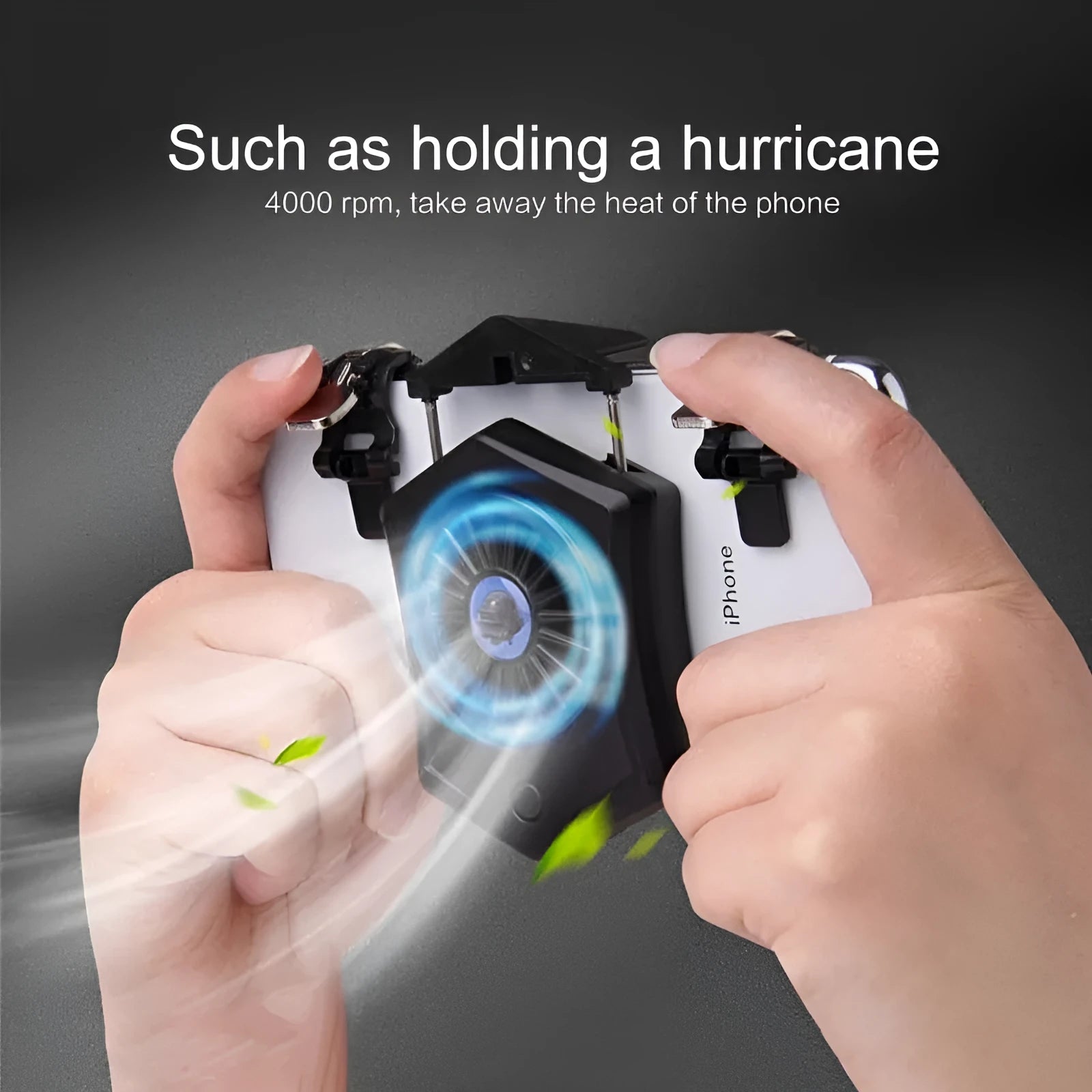USB mobile phone cooling radiator with aluminium fan and RGB lighting in black and white colour options