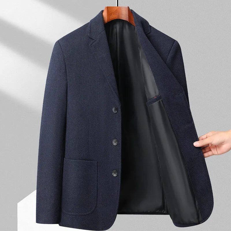 Men's solid colour loose fit polyester coat for spring and autumn casual wear