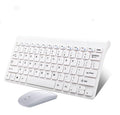 Black and white wireless keyboard and mouse set with UK layout and USB receiver