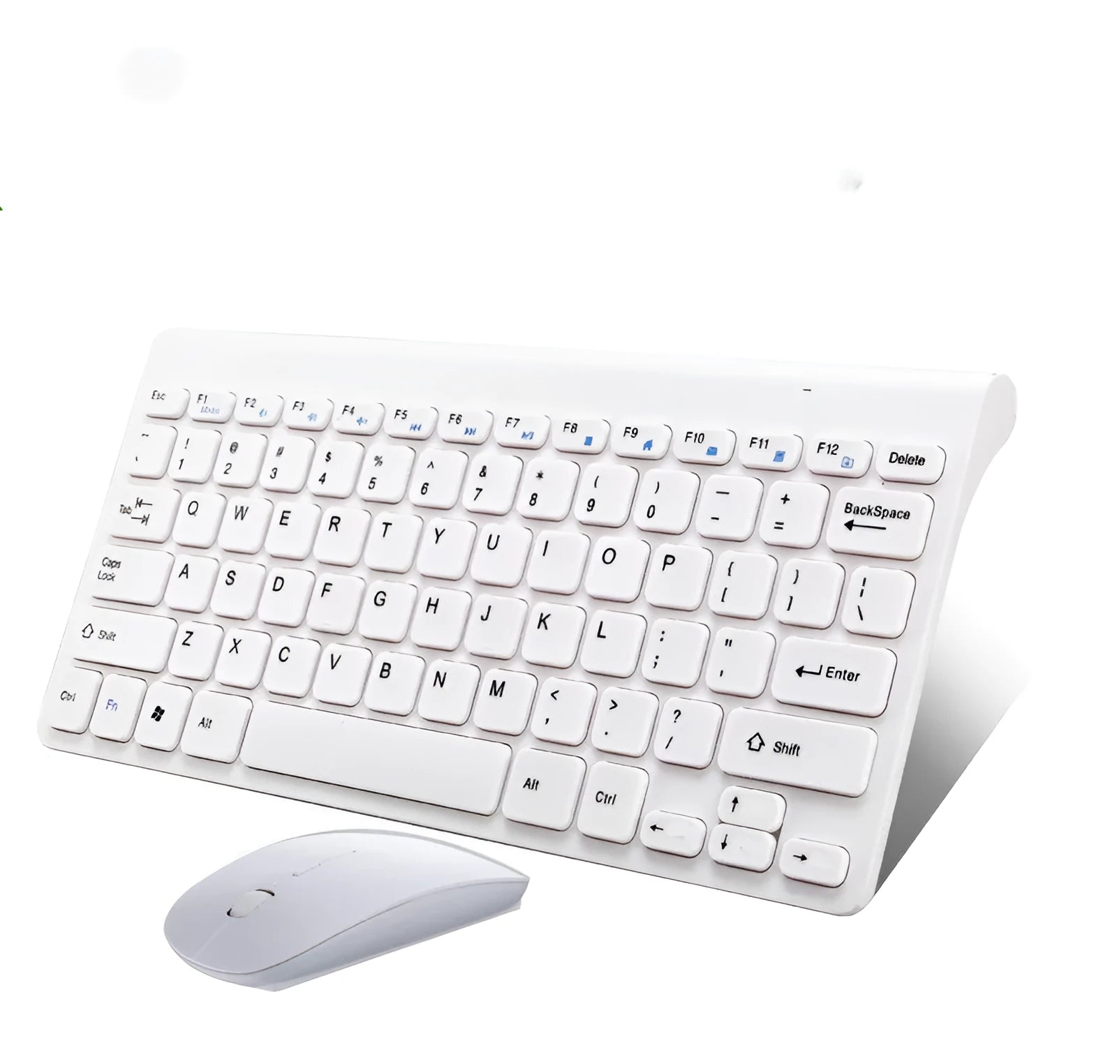 Black and white wireless keyboard and mouse set with UK layout and USB receiver