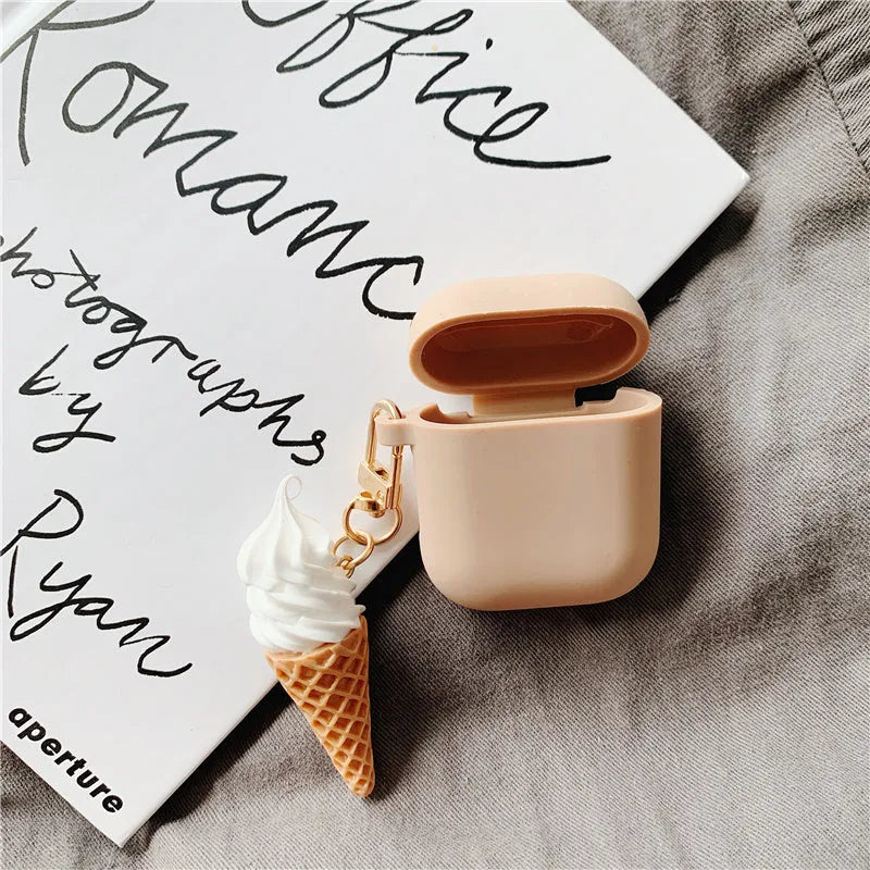 Transparent silicone case with cylinder ice cream design for Apple AirPods 2 wireless earbuds