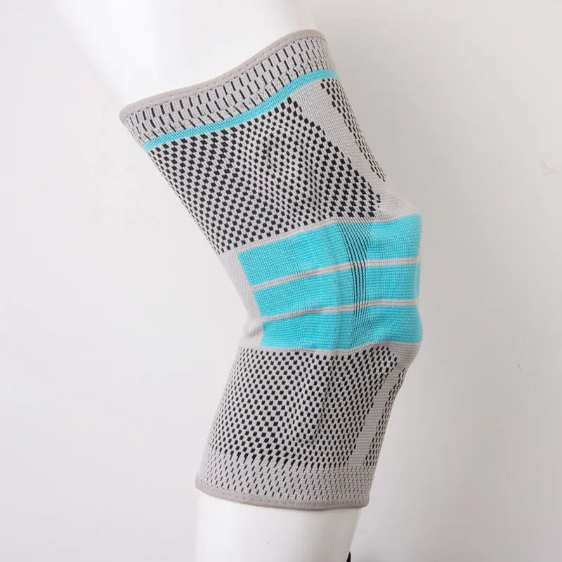 Sky blue silicone running basketball knee pad made from elastic fibre.