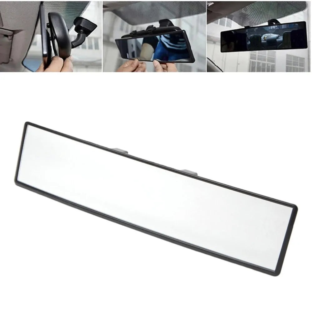 Wide flat car rearview mirror 300x75x5mm ABS universal fit model 2458
