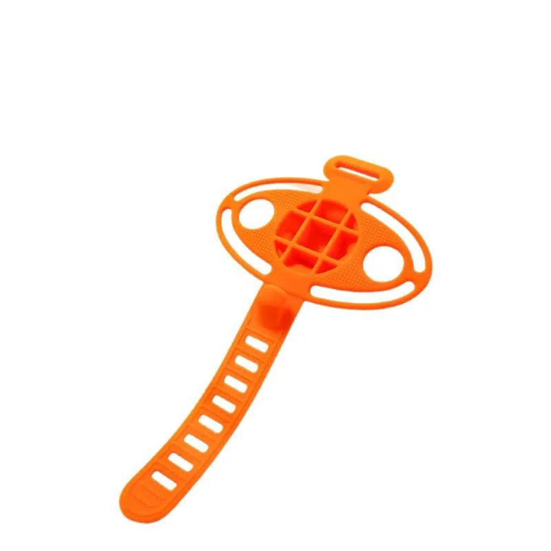 Universal adjustable plastic road bike phone mount in black, gray, and orange for handlebar cycling navigation