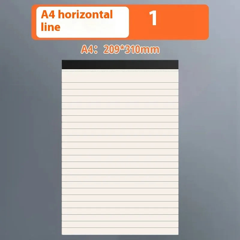 Writing pad notebook in A5, B5 and A4 sizes with 80 sheets of thickening wood-free paper