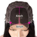 A woman wearing a real human hair lace front headgear with a 4x4 lace construction and long, styled hair.