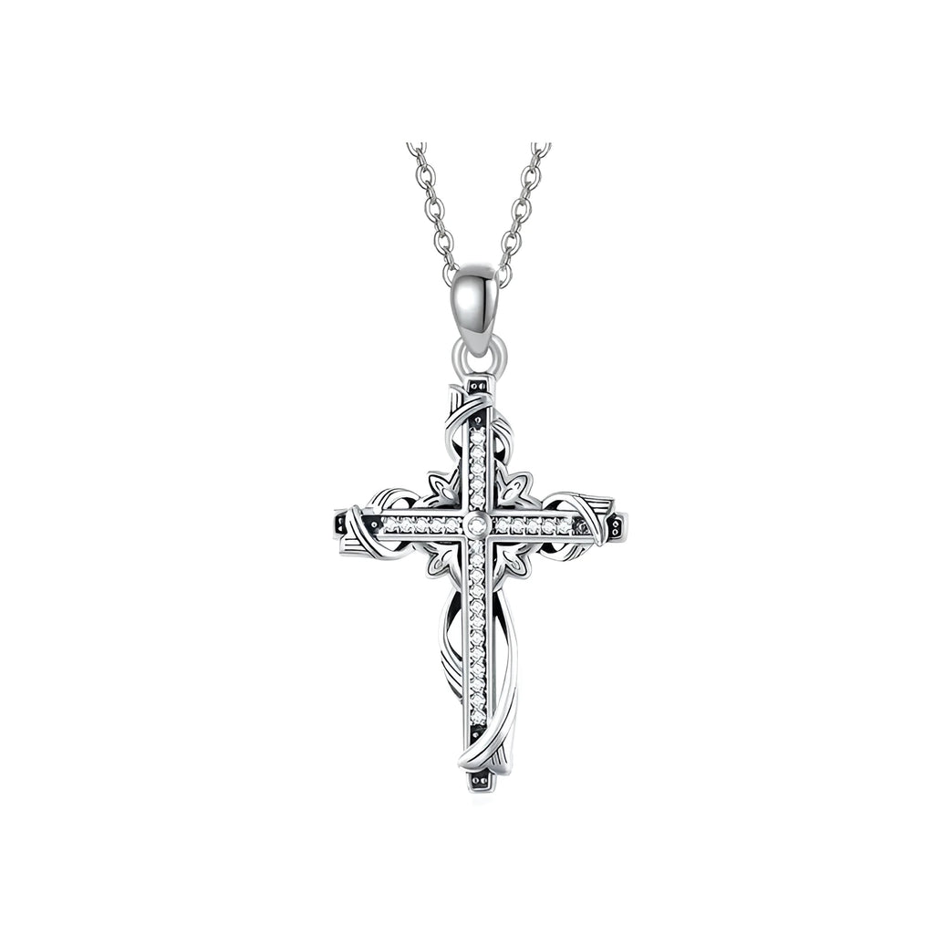 925 sterling silver cross pendant necklace for women, silver colour, 26mm by 17.5mm, 3g weight