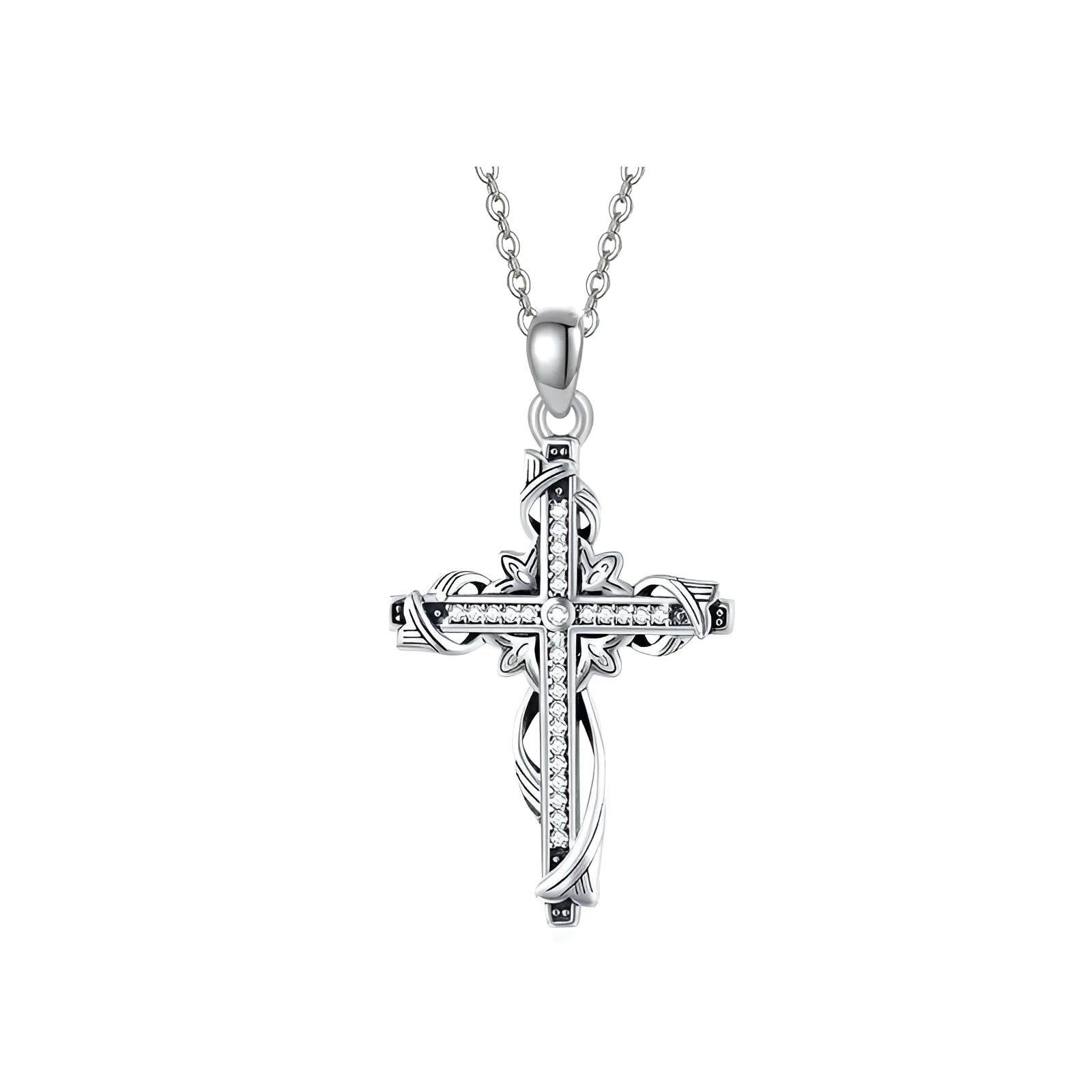 925 sterling silver cross pendant necklace for women, silver colour, 26mm by 17.5mm, 3g weight