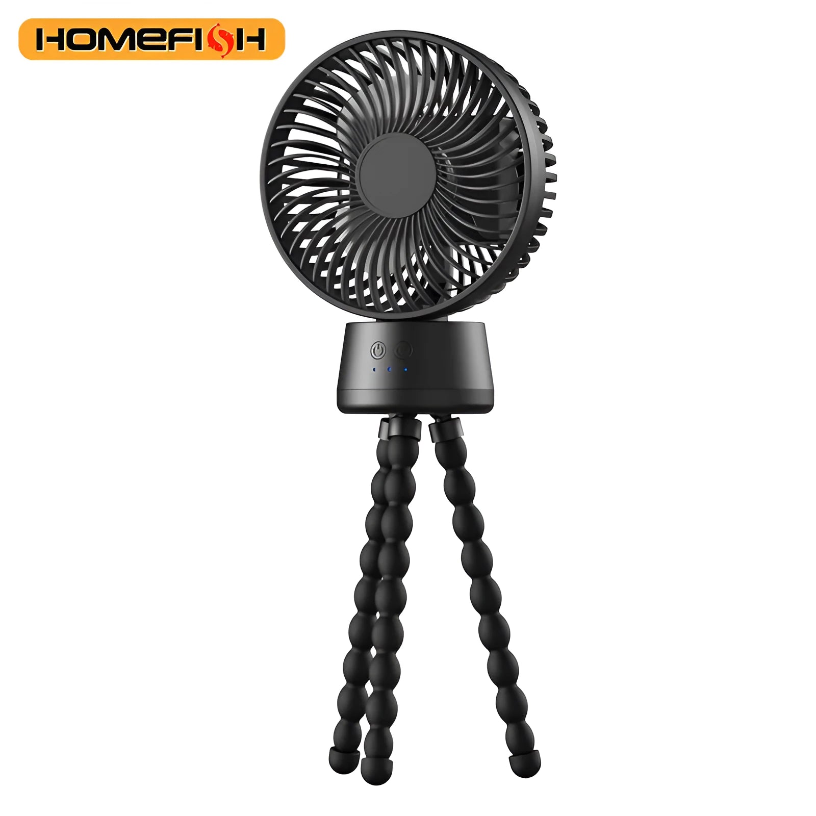 HOMEFISH F2 automatic shaking baby stroller fan with LED light and removable bracket on a pram