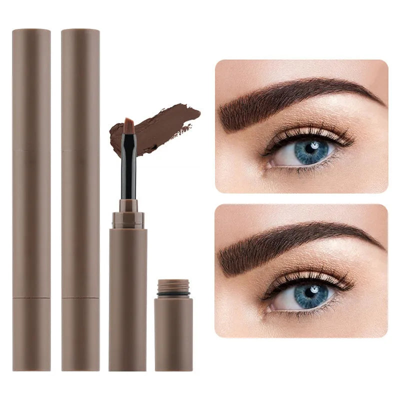 Double-headed eyebrow cream in five shades including reddish brown, brown and black for natural brow definition