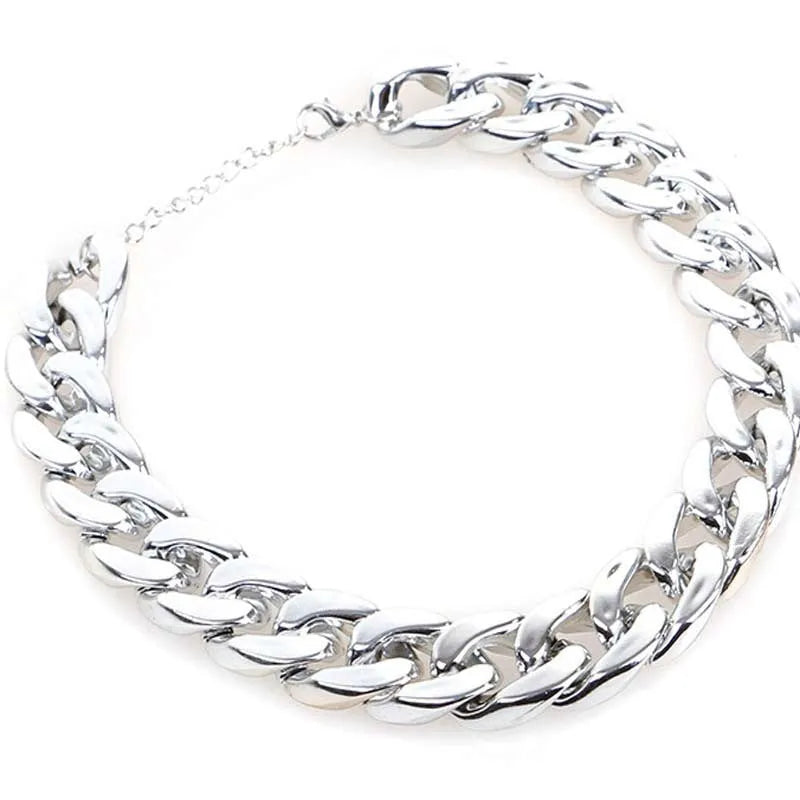 Gold colour chain-style adjustable dog collar with buckle closure for small to medium pets